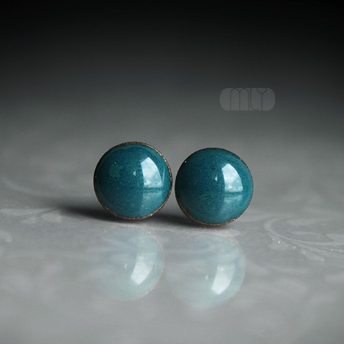kolczyki ceramiczne Mini Szmaragdowe 6mm/stal chirurgiczna