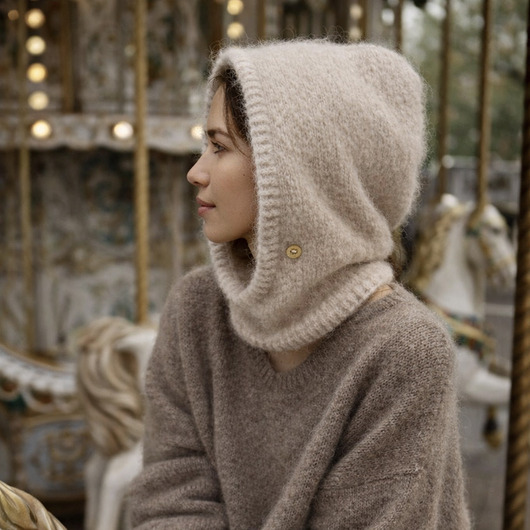 czapki damskie Delikatna balaclava kominiarka kaptur czapka alpaka merino ręczna robota