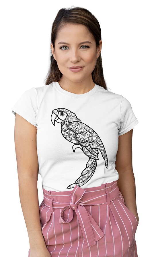 t-shirt damskie koszulka papuga geometryczna