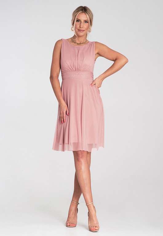 sukienki midi damskie Elegancka sukienka koktajlowa midi bez rękawów z wycięciem na plecach - M1208