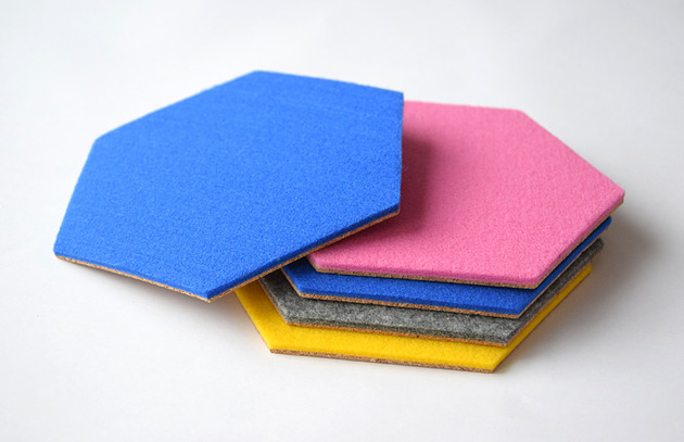 kafle i panele Sześciokąt Filc z korkiem 3 rozmiary S L XL