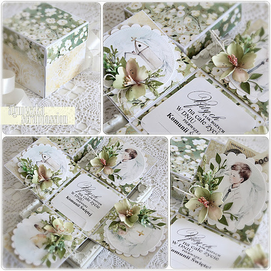kartki scrapbooking Komunijny prezent z k(L)asą  x2