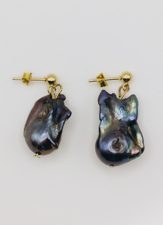 kolczyki z mosiądzu DEAR kolczyki perły baroque złote