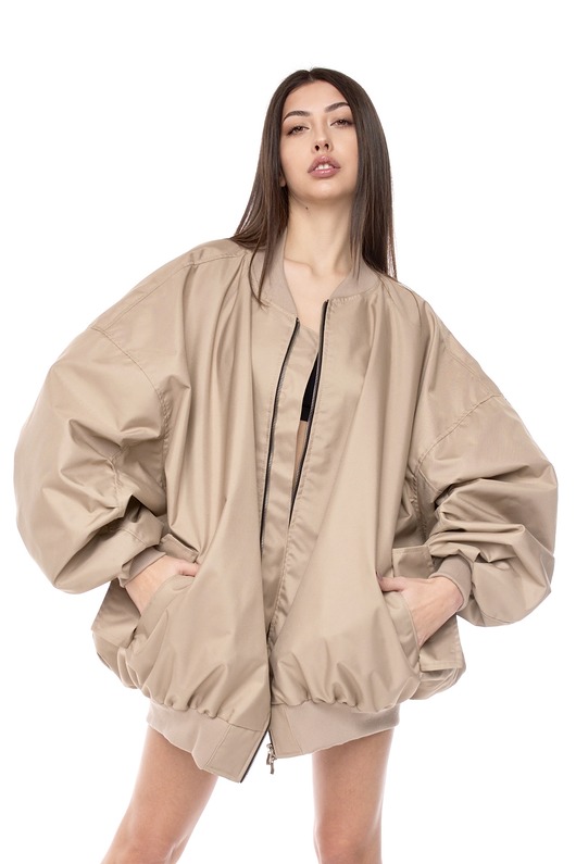 kurtki damskie Kurtka typu bomber oversize mocca