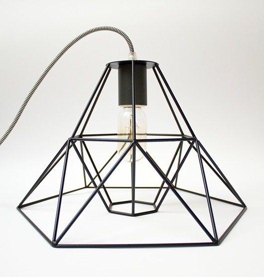 Geometryczna lampa wisząca czarna hexal design