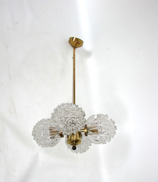 lampy wiszące Mosiężny żyrandol , lata 70