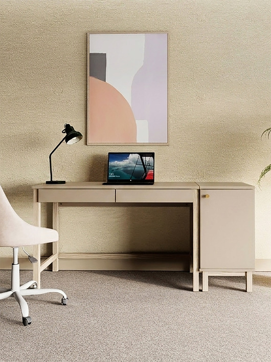 biurka Biurko B-MODEL-5 z dostawką D-MODEL-1 (szafka), szarobeżowe