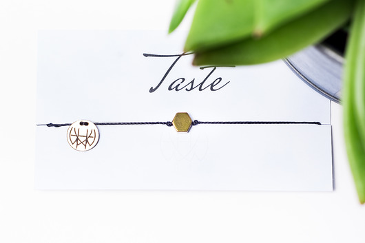 WHW Taste Hexagon On Black String w hand works