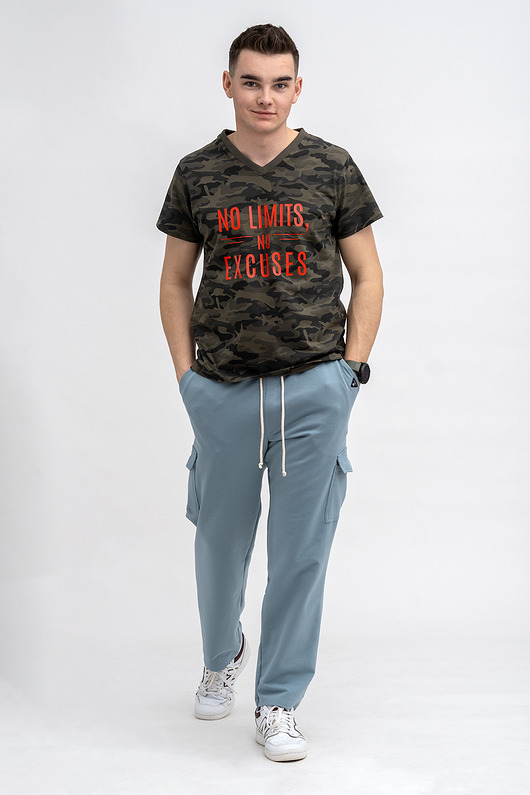 t-shirty męskie T-shirt męski zielony moro do V z nadrukiem