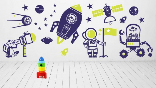 Naklejki ścienne, kosmos, rakieta, astronauta goldensheep