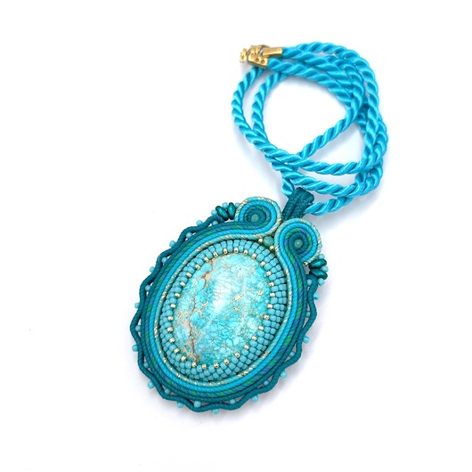 wisiory Wisiorek sutasz turkusowy z jaspisem Toris naszyjnik romantyczny