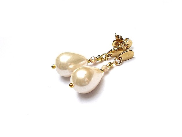 Kolczyki pozłacane Pearls /nude/ perły naturalne vol. 2  KiKa pracownia