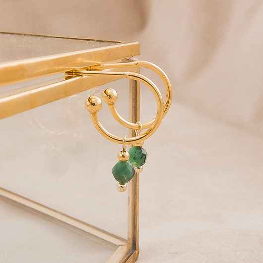 kolczyki pozłacane Kolczyki pozłacane Kamień urodzinowy Szmaragd -  Byk - Maj