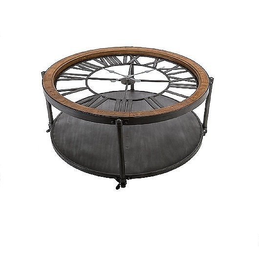 stoliki kawowe Stolik Kawowy Loftowy z Zegarem 90 cm
