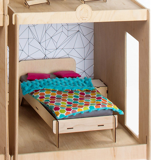 klocki i zabawki drewniane Mebelki dla lalek - zestaw SYPIALNIA - BASIC, skala 1:6- BARBIE