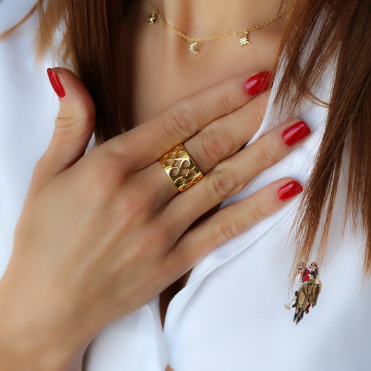 pierścionki złote Złoty pierścionek ażurowy srebro 925 pozłacane