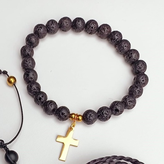 biżuteria męska Męska bransoletka z krzyżem Lava Cross