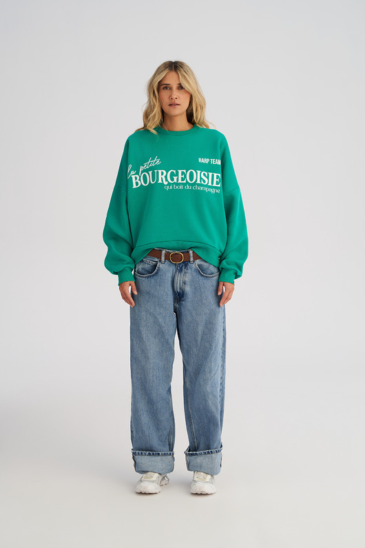 bluza bez kaptura damska Bluza bez kaptura LOOSE FIT emerald BOURGEOISIE damska