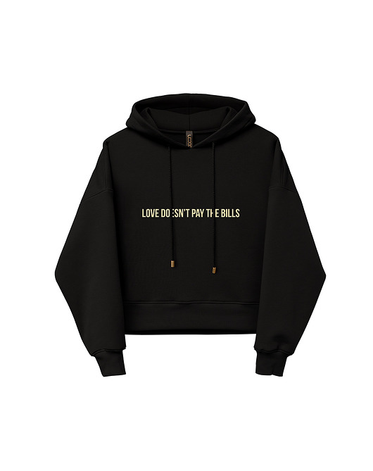 bluza z kapturem damska Bluza lovez kapturem czarna krótka