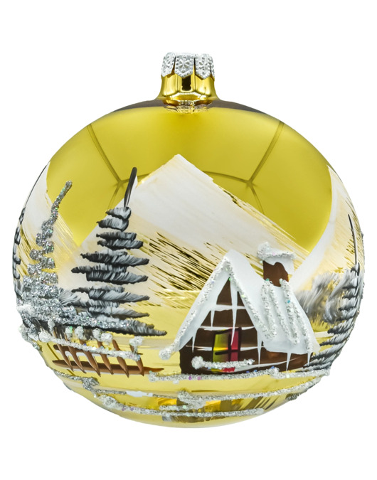 bombki Bombka okrągła Zimowy Pejzaż: złota
