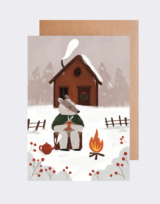 kartki świąteczne Kartka świąteczna - Borsuk