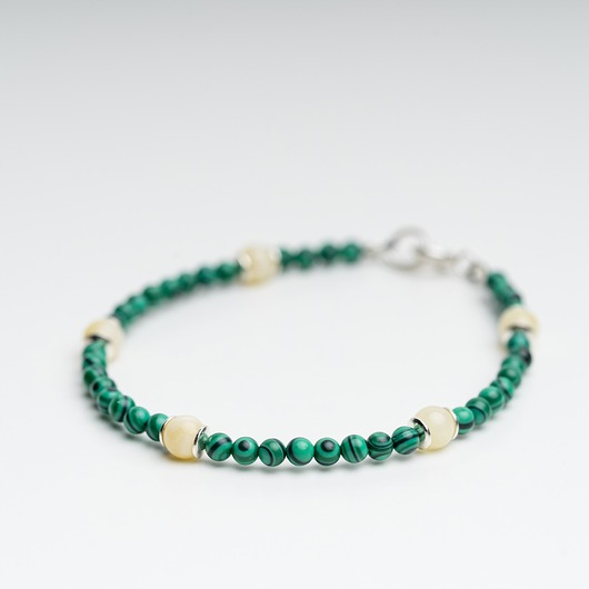 bransoletki z kamieni naturalnych Bransoletka RÓWNOWAGA z malachitu i bursztynu