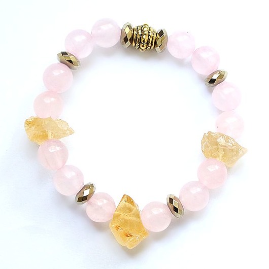 bransoletki z kamieni naturalnych Cytryn kwarc różowy piryt