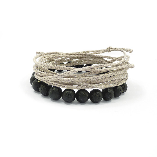 bransoletki z kamieni naturalnych Lawa i len naturalne bransoletki