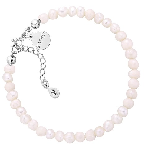 bransoletki złote Srebrna bransoletka z pereł naturalnych