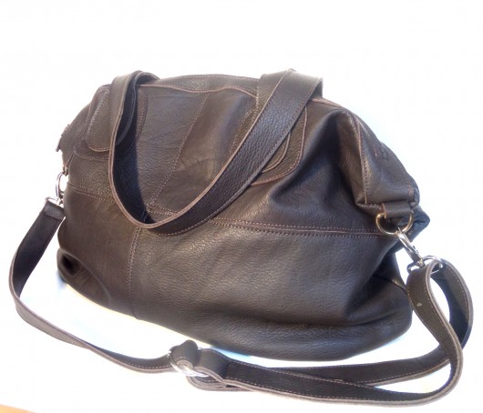 torby na ramię Duża skórzana czekoladowa torba