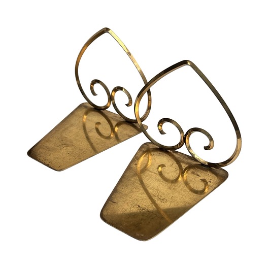 dodatki - różne Mosiężne podpórki pod książki Hollywood Regency, Belgia lata 70.