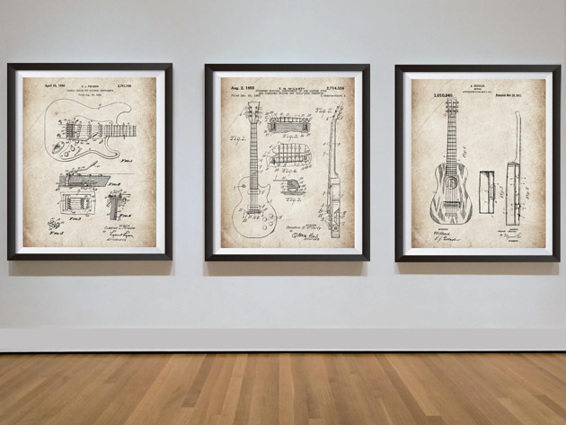 grafiki i ilustracje Plakaty vintage GITARA  dla muzyka gitarzysty