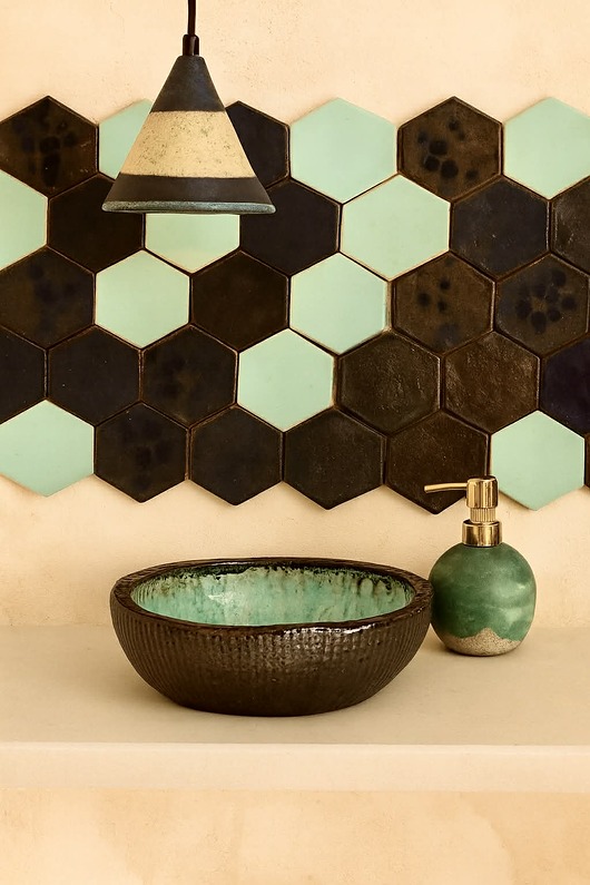 kafle i panele Płytki Ceramiczne Kafle Romb Seledyn Grafit