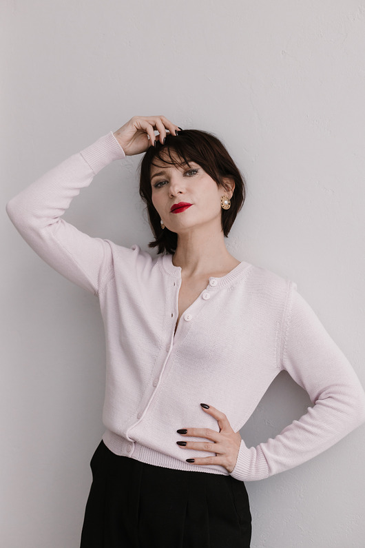 kardigany damskie Klasyczny kardigan na guziczki, różowy