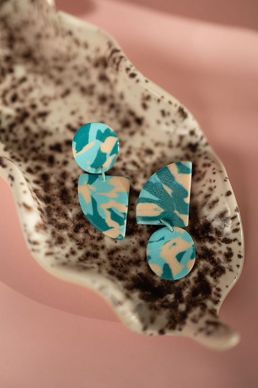 kolczyki z masy plastycznej Wiszące asymetryczne sztyfty