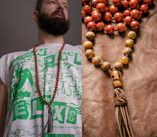 WANDERLUST naszyjnik z jaspisu CZASZKA Z KOŚCI NOMAD ACCESSORIES