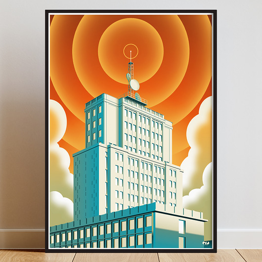 plakaty Wieżowiec Centrali Tekstylnej - plakat z symbolem Łodzi