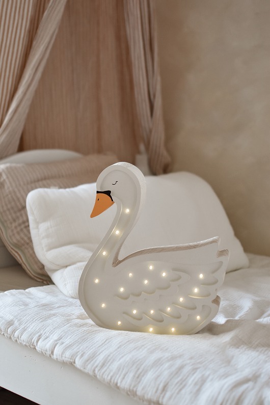 lampy do pokoju dziecka Drewniana lampka Łabędź