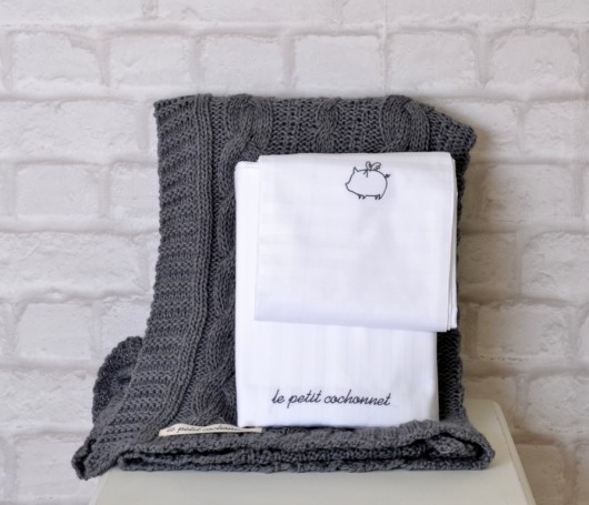 Elegancka pościel "All White" PERSONALIZACJA Le petit cochonnet