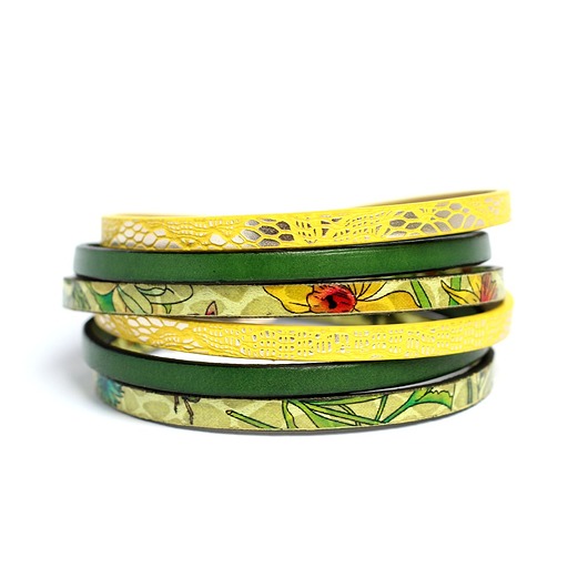 Bransoletka rzemienie Fun limonkowo-żółta Kociokwik Jewelry