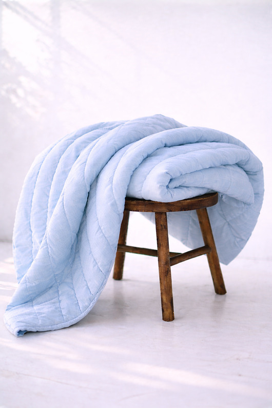 tekstylia - różne Lniana kołdra bezposzewkowa 140x200cm - błękit