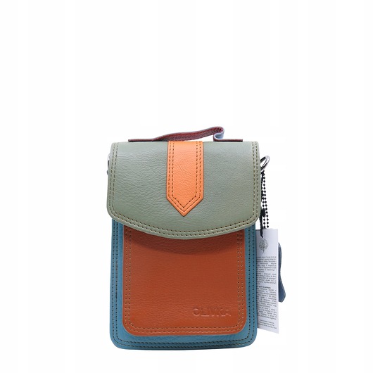 torby na ramię Torebka na telefon skórzana damska listonoszka z rączka i szlufką OLIVKA