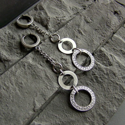 kolczyki wire wrapping Koła na łańcuszku