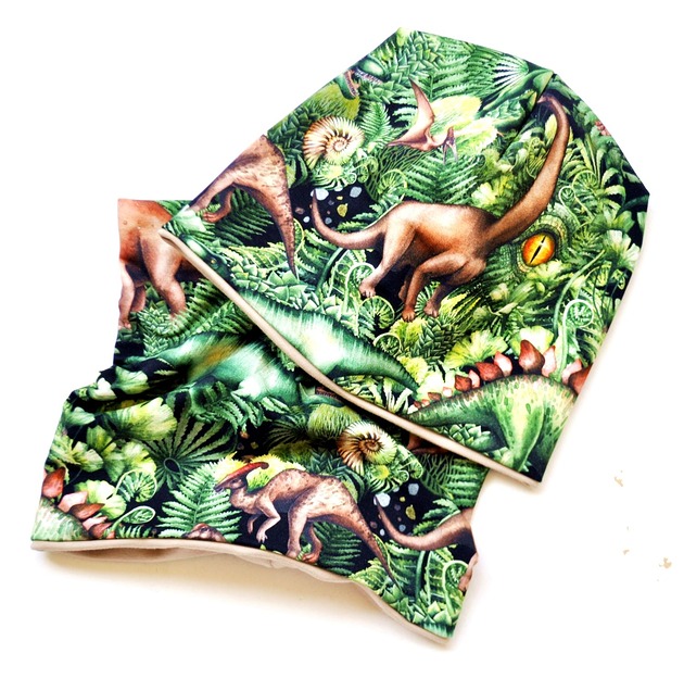 czapki dziecięce KOMPLET _ czapka + komin _ dinozaury