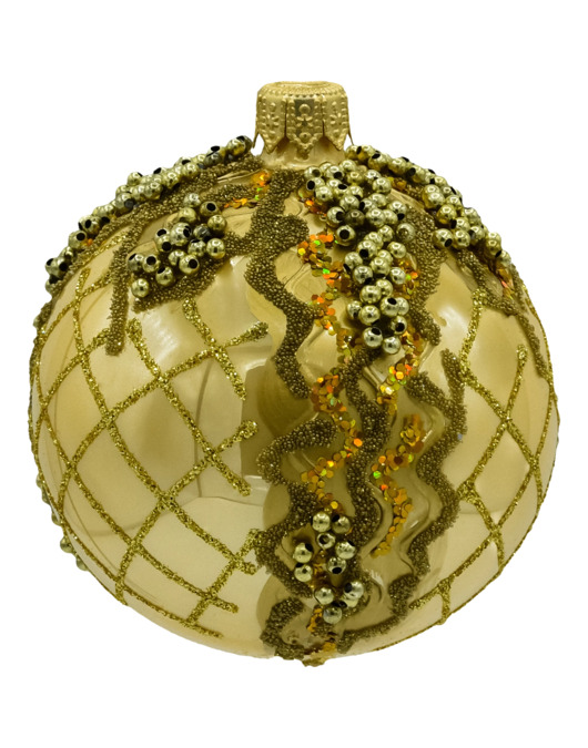 ozdoby choinkowe Bombka złota Vintage z bogatymi zdobieniami: 6 sztuk