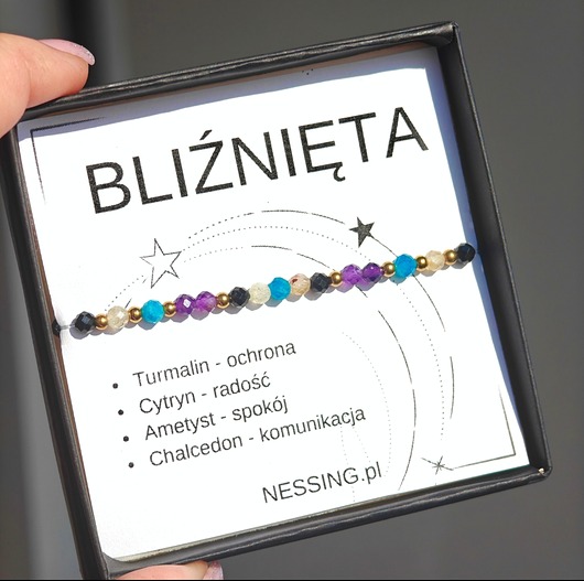 bransoletki złote BLIŹNIĘTA bransoletka zodiakalna na gumce