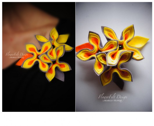 pomarańczowy szary żółty FlowerFelt Design