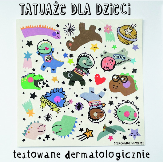 chłopiec - inne Tatuaż z dinozaurami. Tatuaż dla dzieci. Testowany dermatologicznie