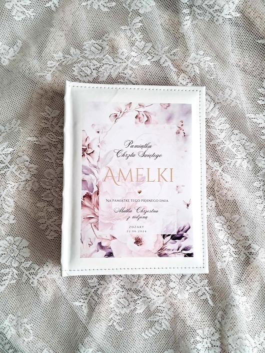 akcesoria na chrzest ALBUM NA CHRZEST dla dziewczynki z imieniem, pamiątka Chrztu