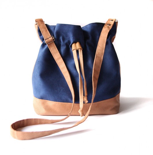 torebka midi h30- navy blue&nut&dots -   elfagado